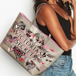 Victoria's Secret Limited Edition Graffiti Bag & Detachable Zip Pouch NWT